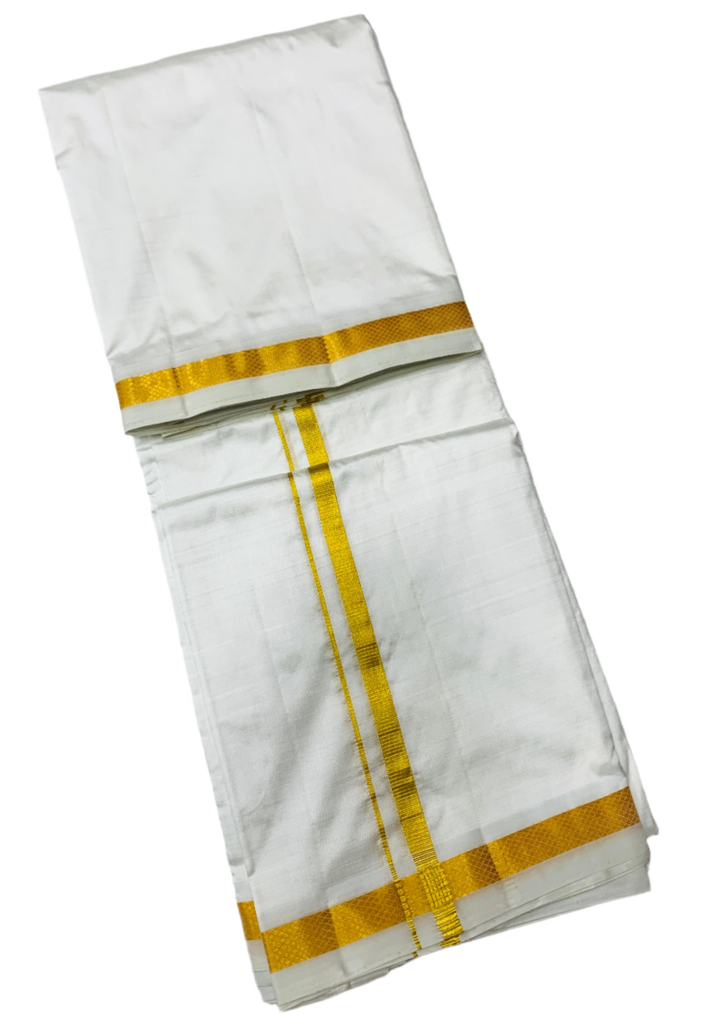 9X5 Pure Silk Dhoti White Colour with Small Border