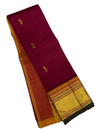 Pure Kanchipuram Silk Saree Maroon Colour with Gold Border