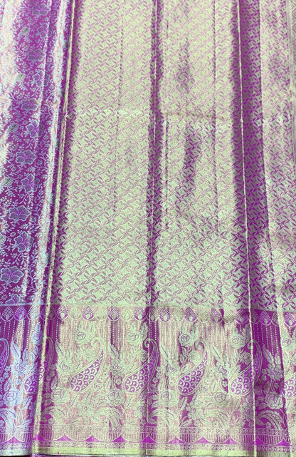 Baby Pink Colour Soft Kanchi Tissue Pattu Saree with Self Colour Border