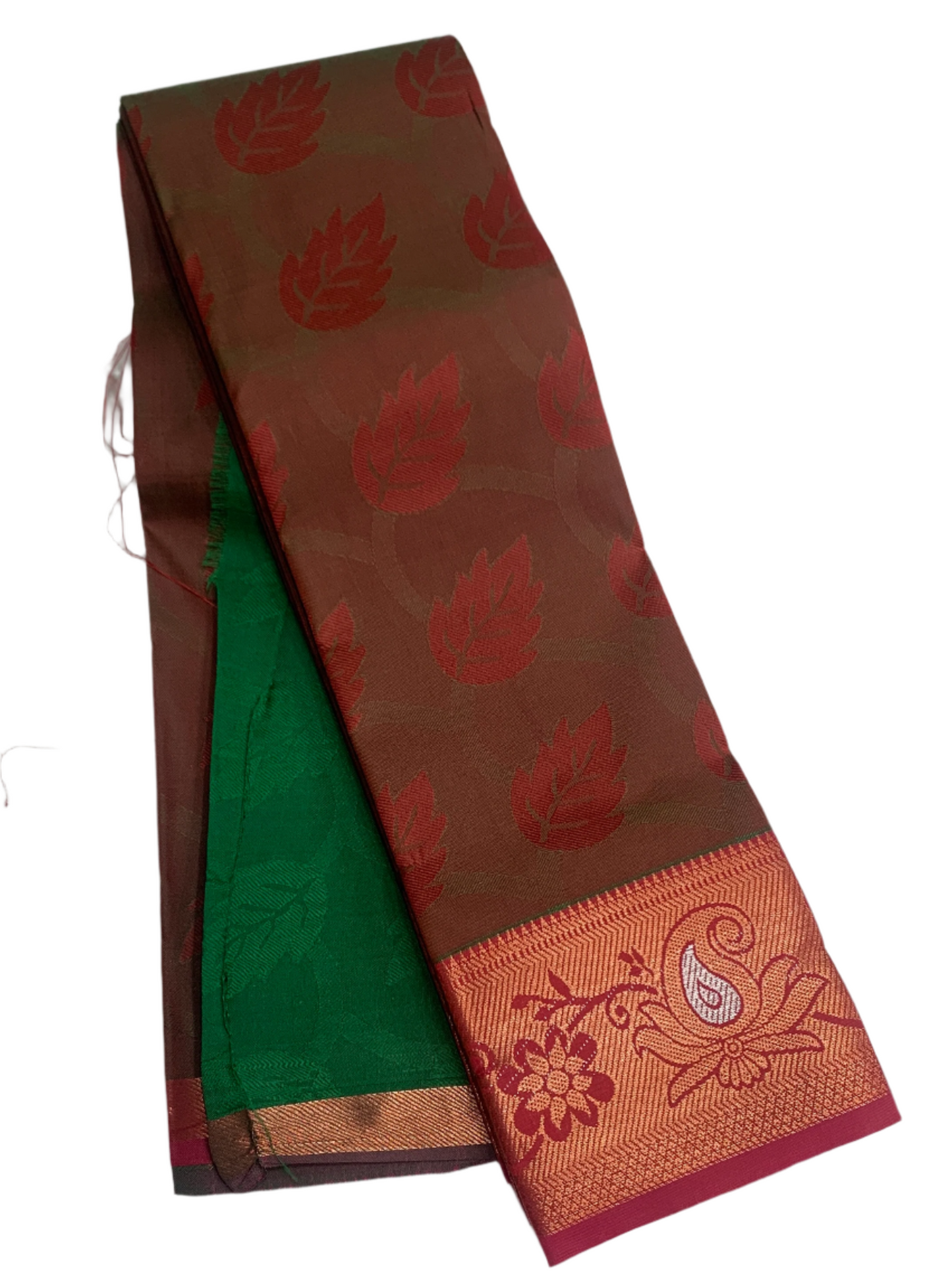 Synthetic Cotton Saree Maroon Shade with Copper Zari Border