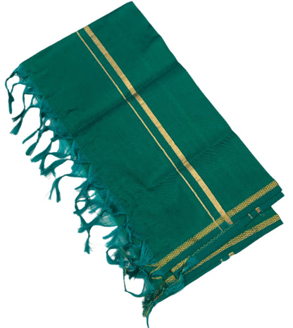 Silk Pooja Towel Rama Green Colour