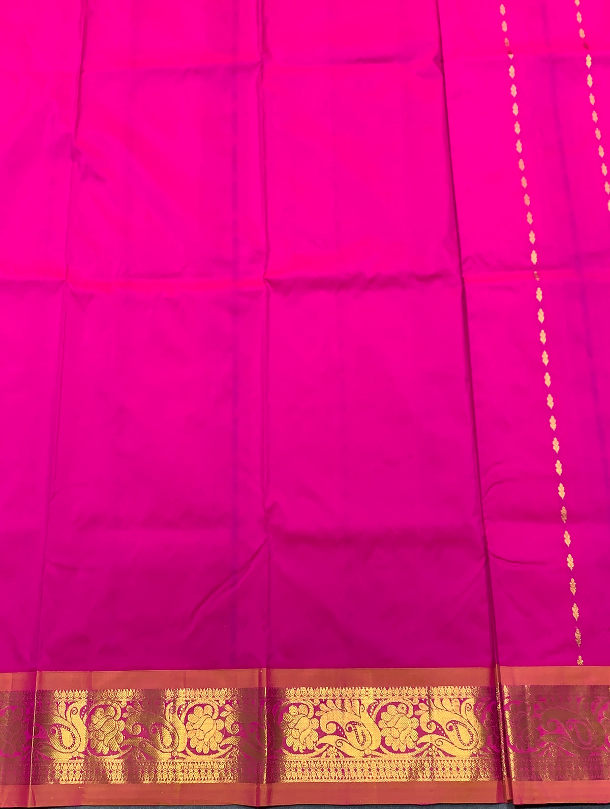 Pink shade Semi Silk Kids Pattu Pavadai with Contrast border for age above 10 years