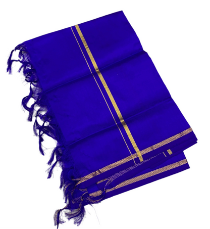 Silk Pooja Towel Blue Colour