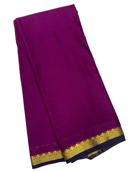 Crepe Saree Magenta Colour with Floral Design Border