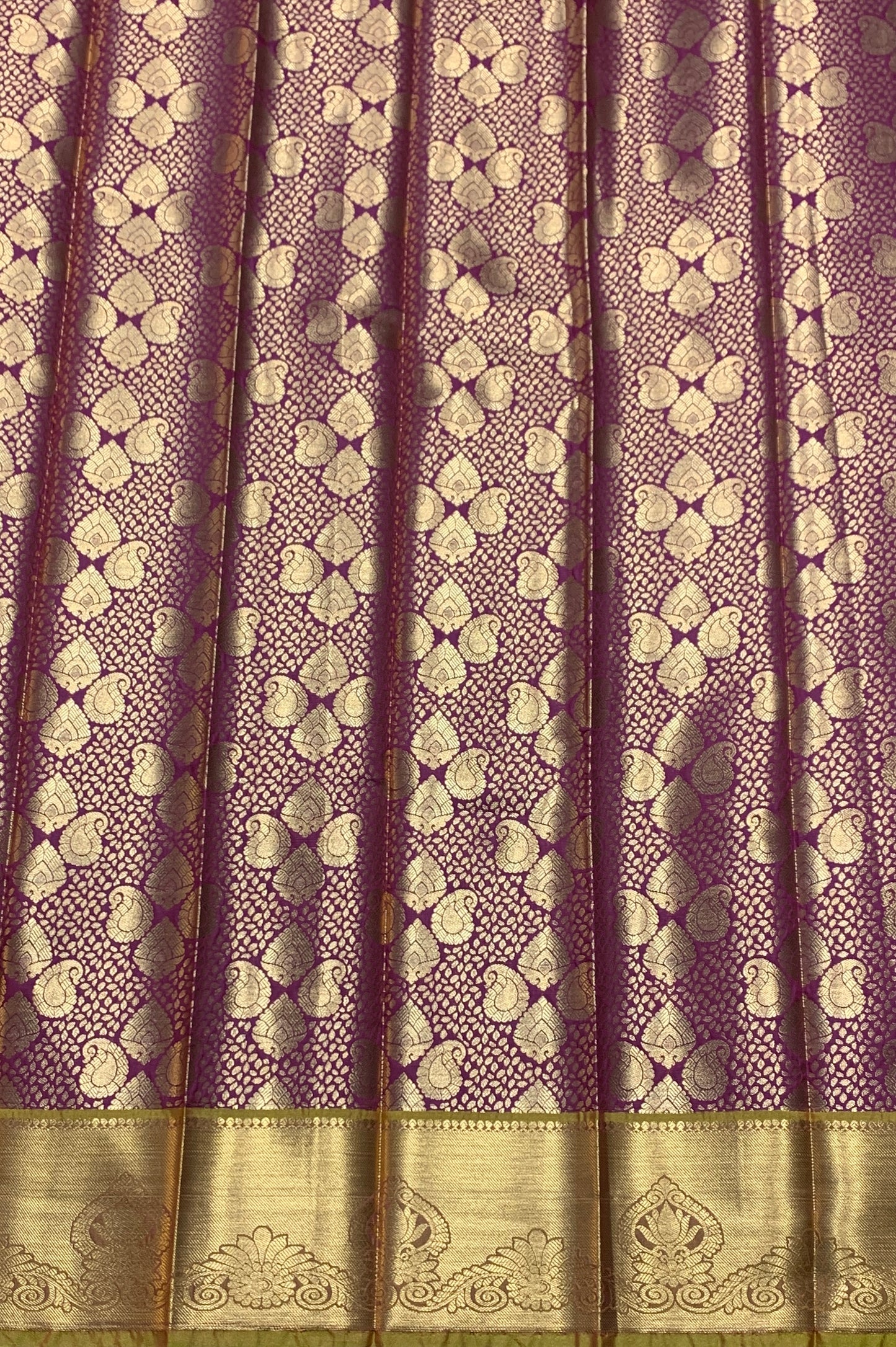 Vegan Silk Saree Maroon Colour with Golden Yellow and Copper Border