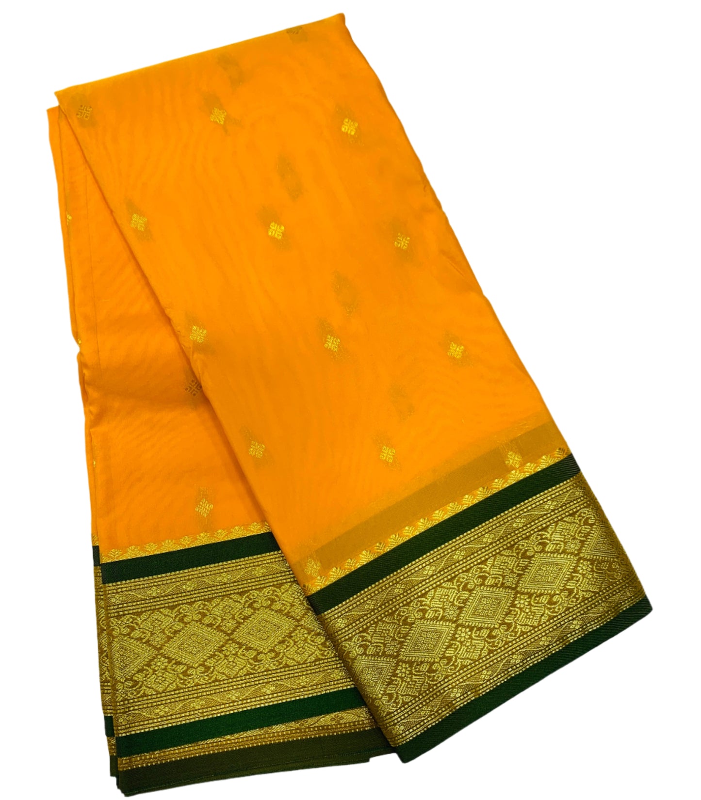 Light Yellow Shade Saree with Golden and Green Border