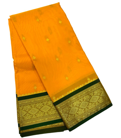 Light Yellow Shade Saree with Golden and Green Border