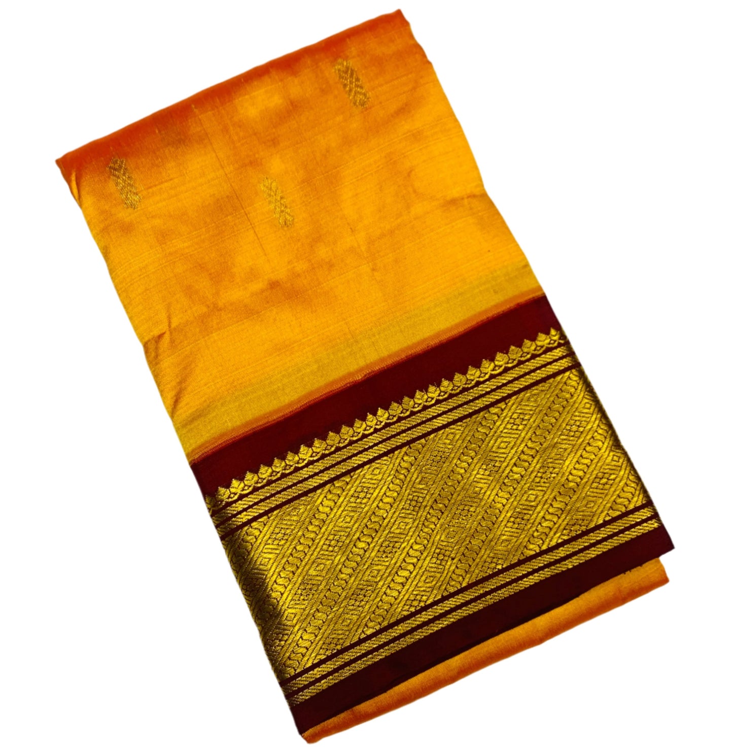 Pure Kanchipuram Silk Mango Yellow Colour