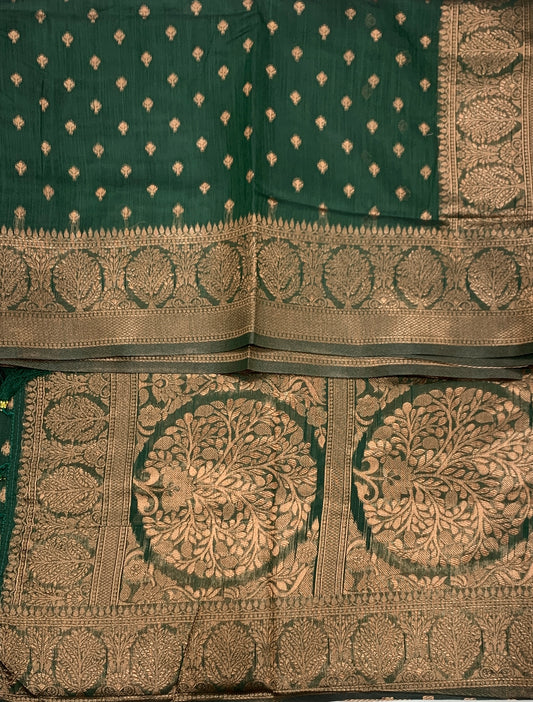 Banaras Katan Saree Green Colour