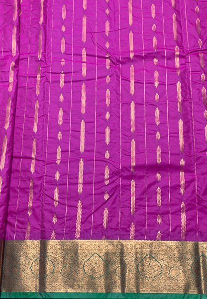 Soft Silk Casual Saree Pink Colour with Light Green Colour Border