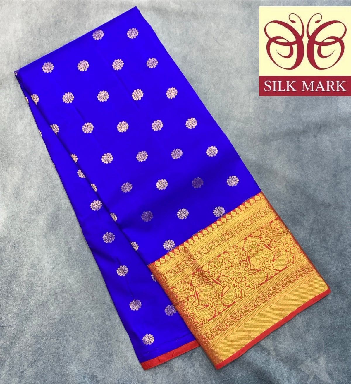 Blue Shade Pure Kanchipuram Kids Pattu Pavadai with Contrast Border for Age Above 10 Years