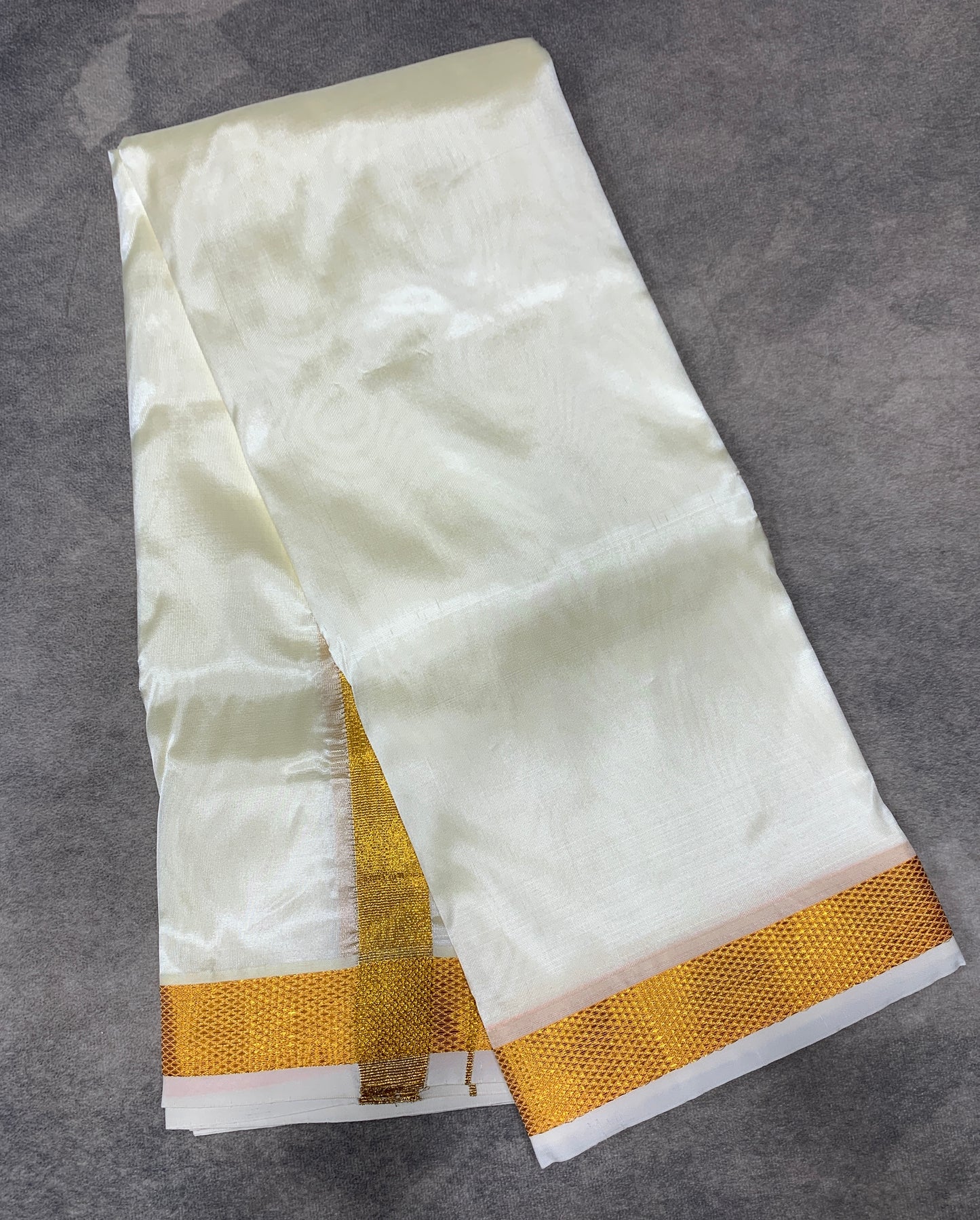 Art Silk Dhoti 8 Mulam Cream Colour Small Border