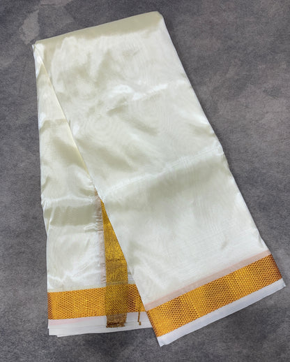 Art Silk Dhoti 8 Mulam Cream Colour Small Border