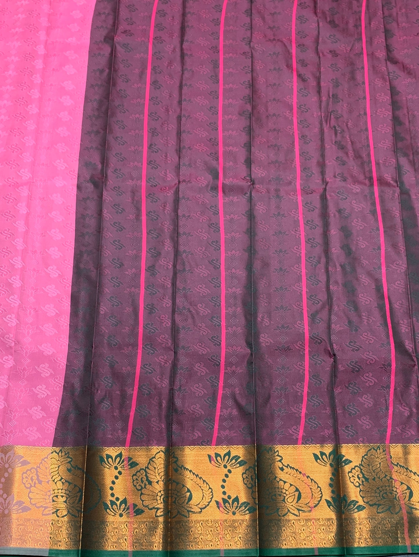 Synthetic Cotton Saree Baby Pink Colour with Golden Floral Design Border