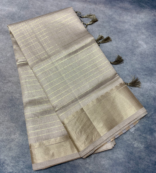 Banaras Katan Saree Light Brown Colour with Katan Work Border