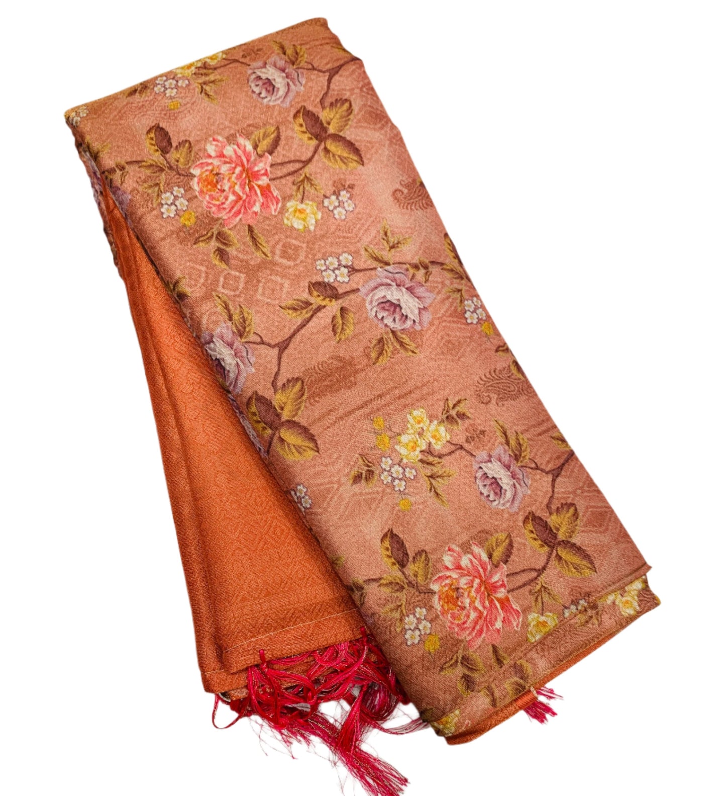 Digital Print Silk Saree Light Brown Colour with Floral Pattern