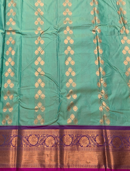 Soft Silk Casual Saree Light Green Colour with Copper Zari Work Border