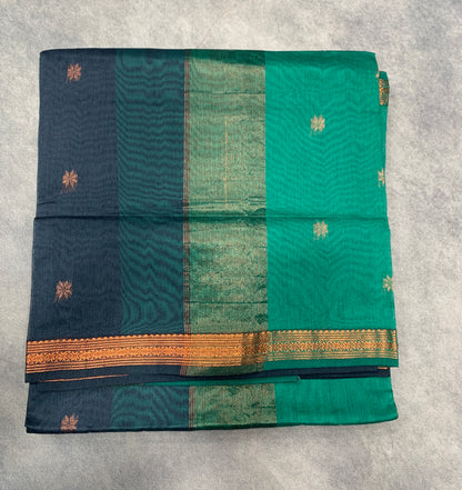 Grey Colour Silk Cotton Saree with Copper Zari Border
