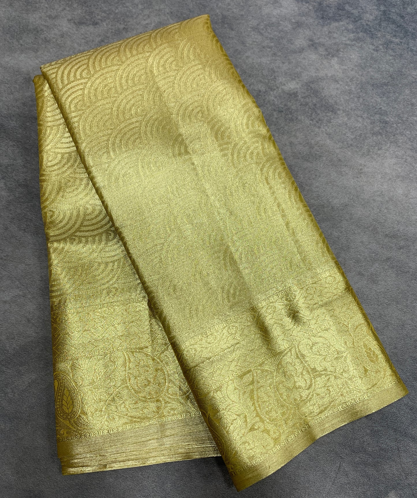 Fancy Tissue Saree Golden Colour with Self Colour Border