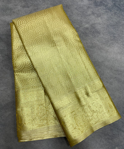 Fancy Tissue Saree Golden Colour with Self Colour Border