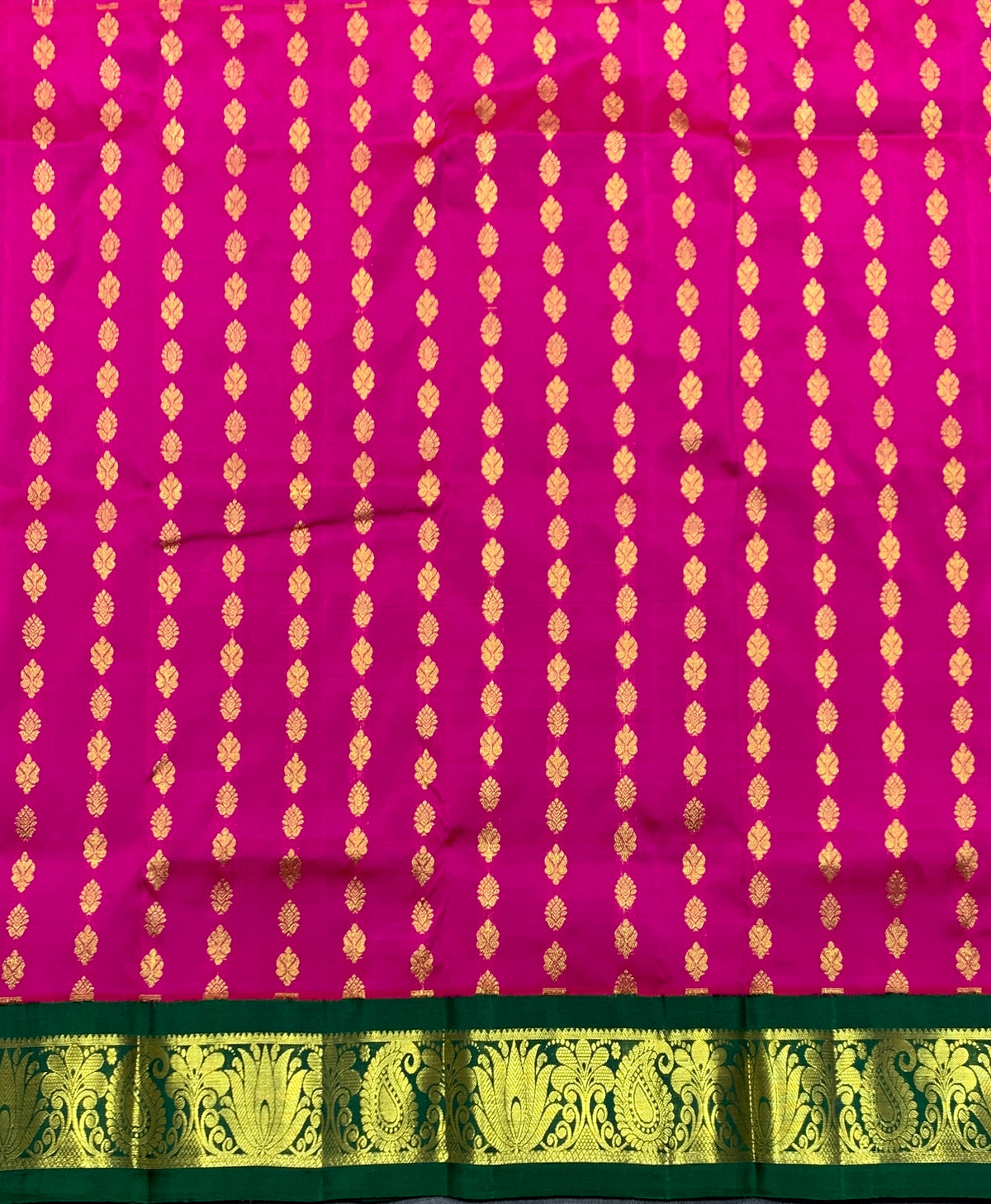 Pink Shade Pure Kanchipuram Kids Pattu Pavadai with Contrast Border for age 2 to 5