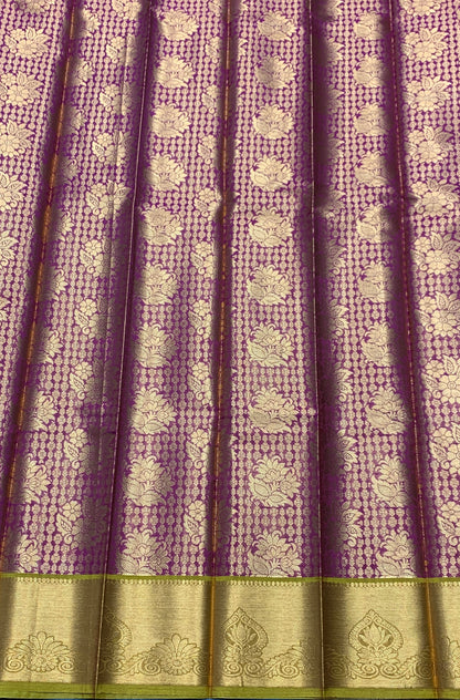 Vegan Silk Saree Maroon Colour with Golden Yellow and Copper Border