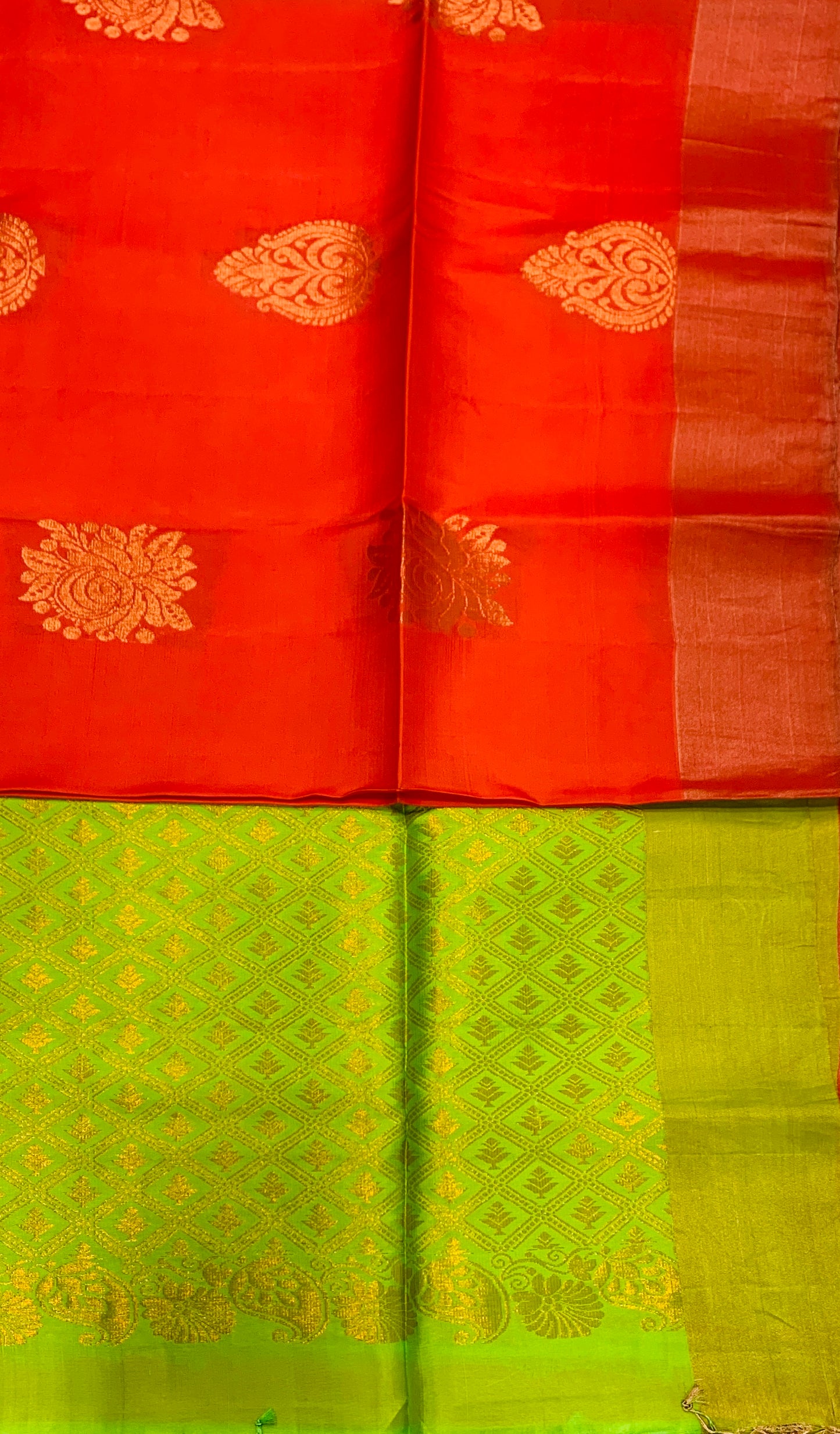 Soft Silk Saree Salmon Colour with Copper border