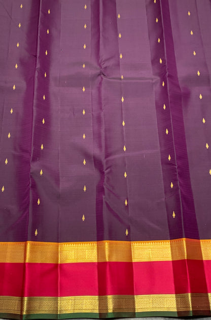 Pure Kanchipuram Silk Saree Magenta Colour with Rettai Pettu Border