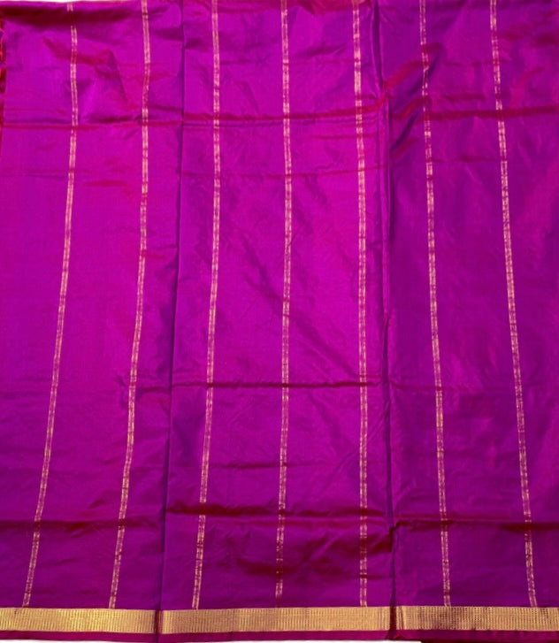 9 yards Pure Kanchipuram Silk Saree Magenta Colour