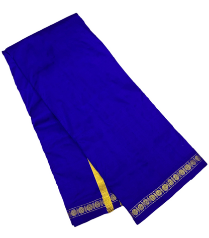 9X5 Pure Silk Dhoti Blue Small Border