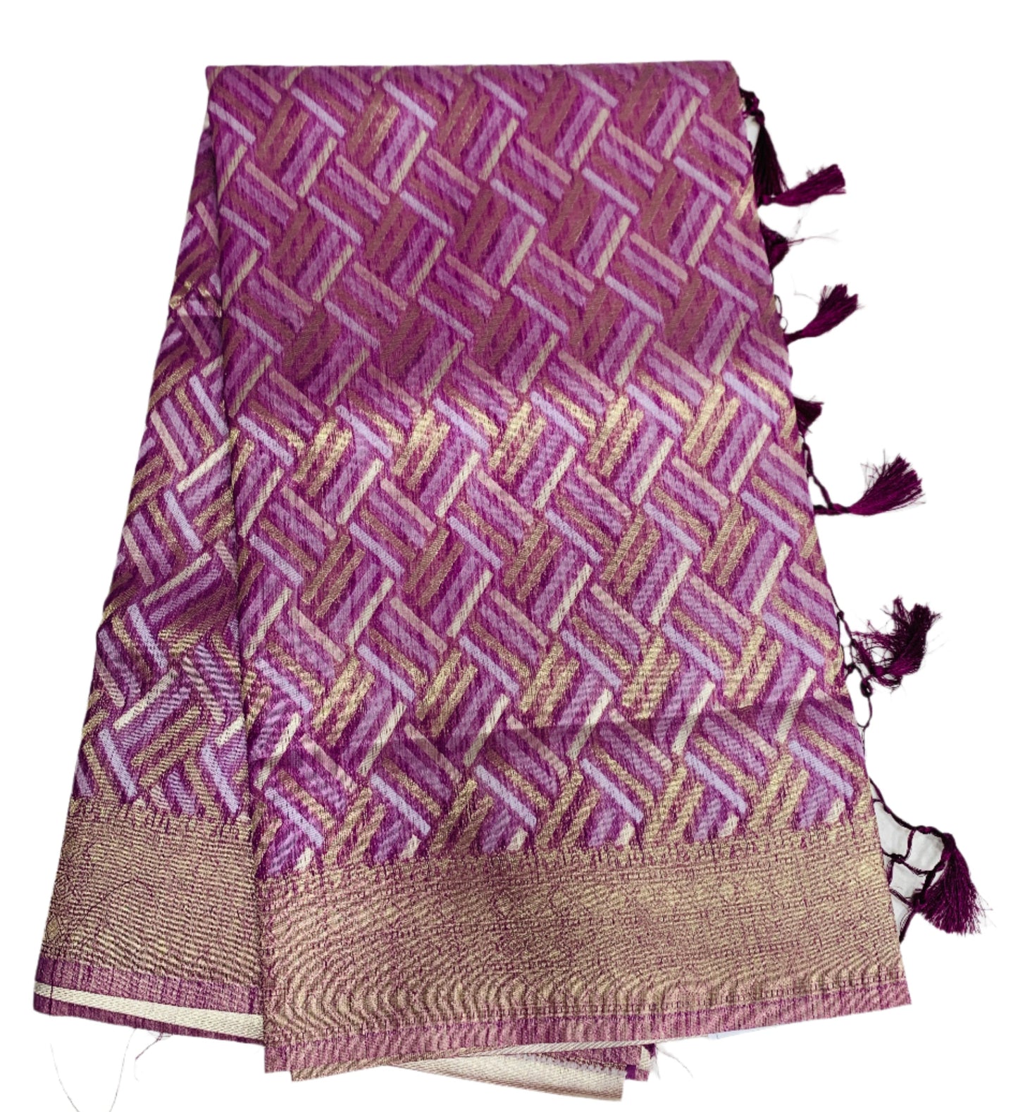 Banaras Katan Saree Magenta Colour with Katan Work Border