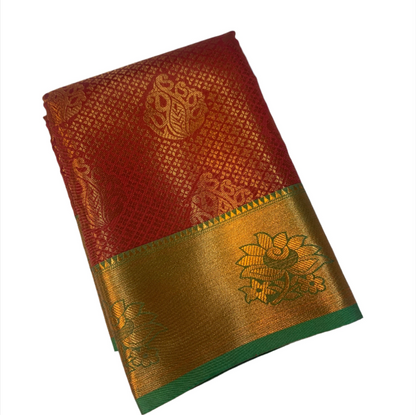 Vegan Silk Saree Maroon Colour with Zari Border