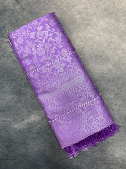 Art Silk Saree Lavender Colour with Self Border