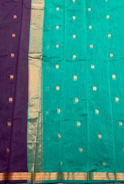 Dark Magenta Colour Silk Cotton Saree with Copper Zari Border