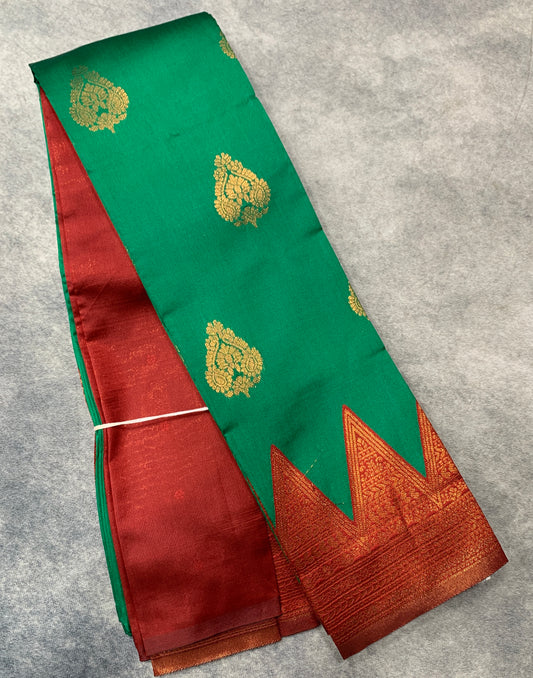 Art Silk Saree Light Green Colour with Maroon Border