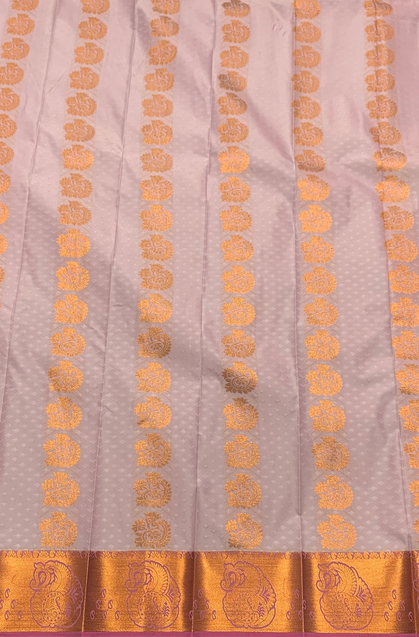 Vegan Silk Saree Light Lavender Colour Saree with Copper Border