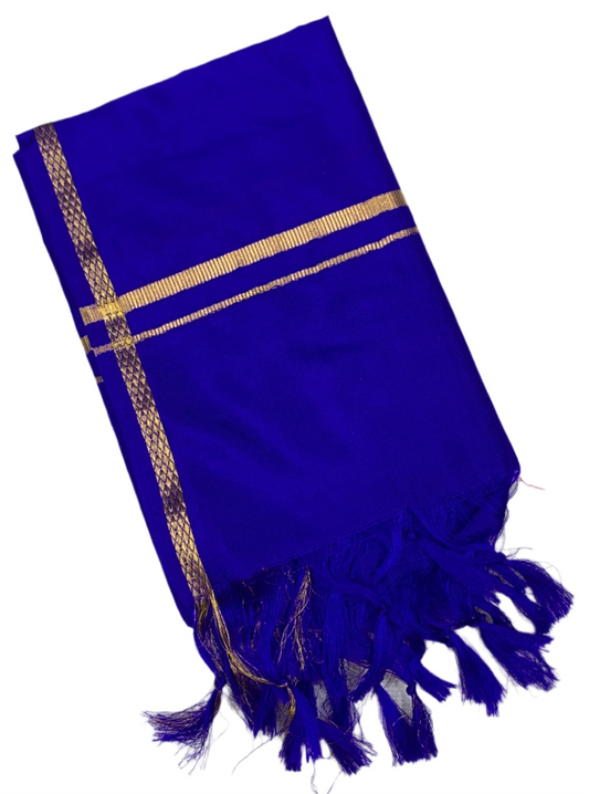 Silk Pooja Towel Ink Blue Colour