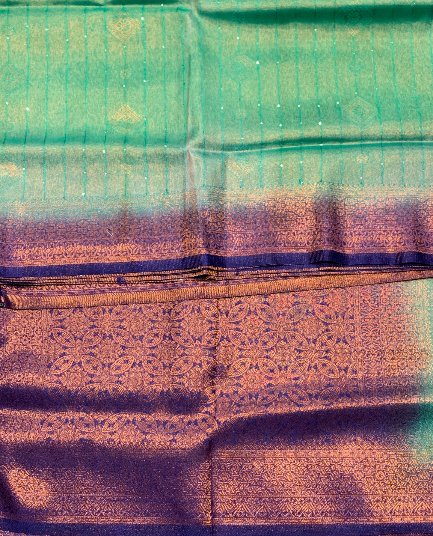 Soft Silk Saree Sapphire Colour and Stone Work with Blue Colour Pallu