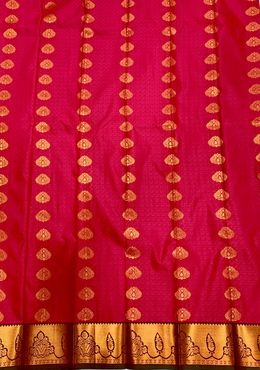 Vegan Silk Saree Pink Colour with Copper Border