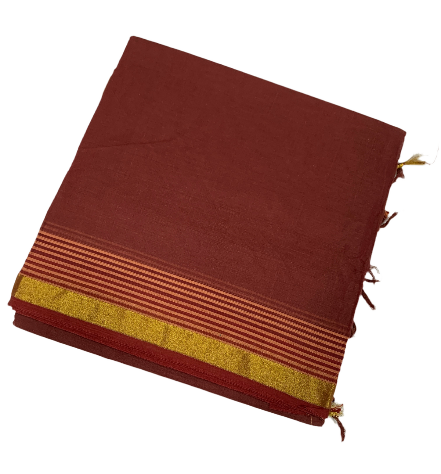 Chettinad Cotton Saree Brown with Zari Border