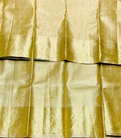 Fancy Tissue Saree Golden Colour with Self Colour Border