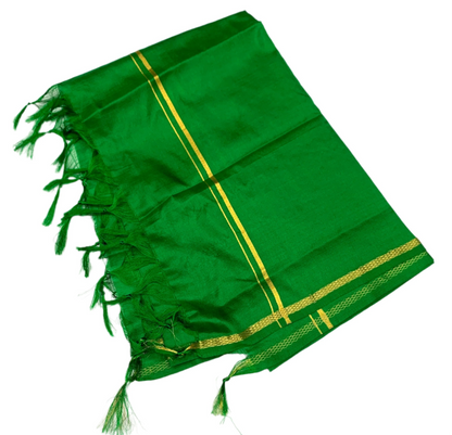 Silk Pooja Towel Green Colour