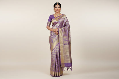 Light Lavender Colour Soft Kanchi Tissue Pattu Saree with Self Colour Border