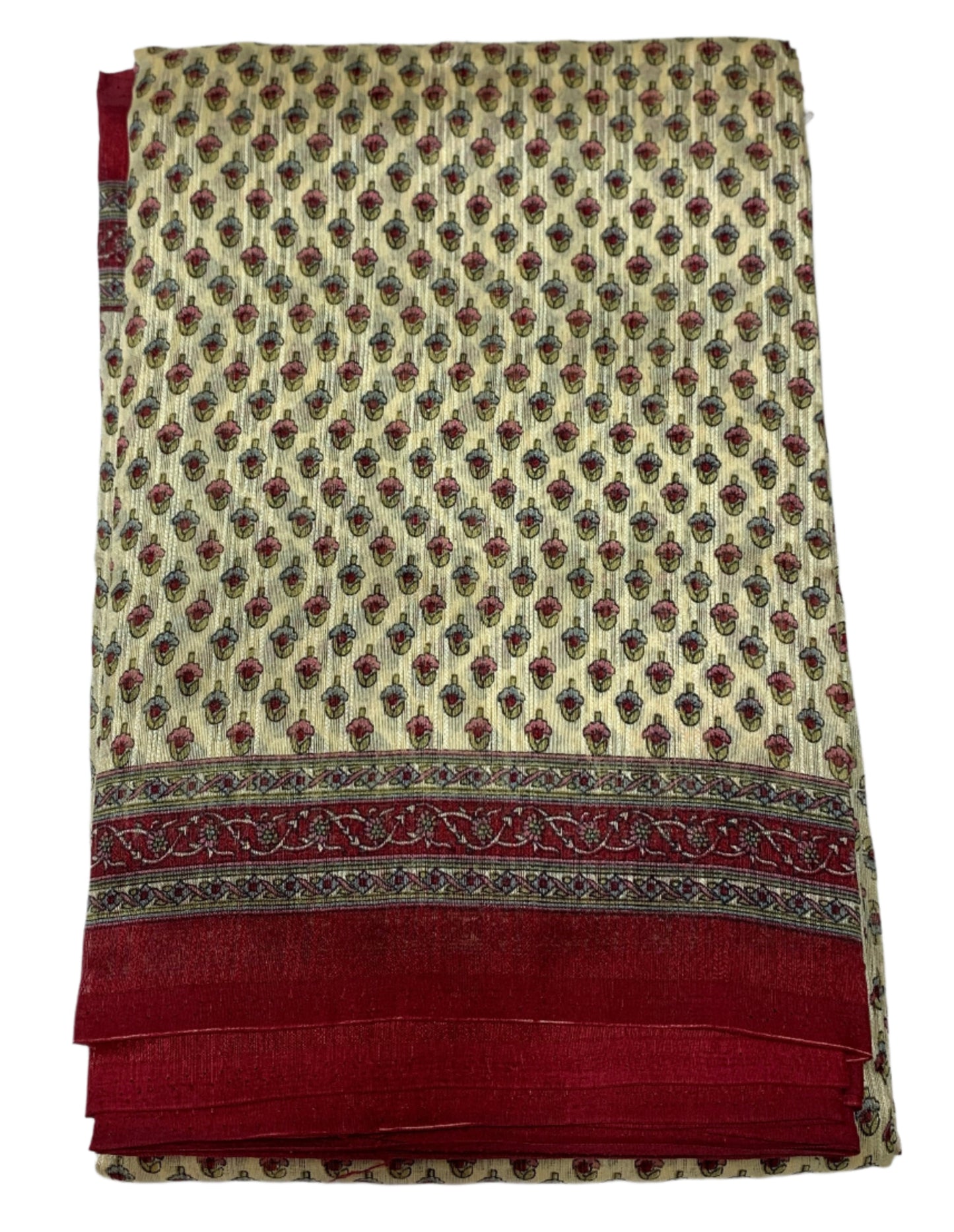 Jute Cotton Saree Tussar Colour with Maroon Border