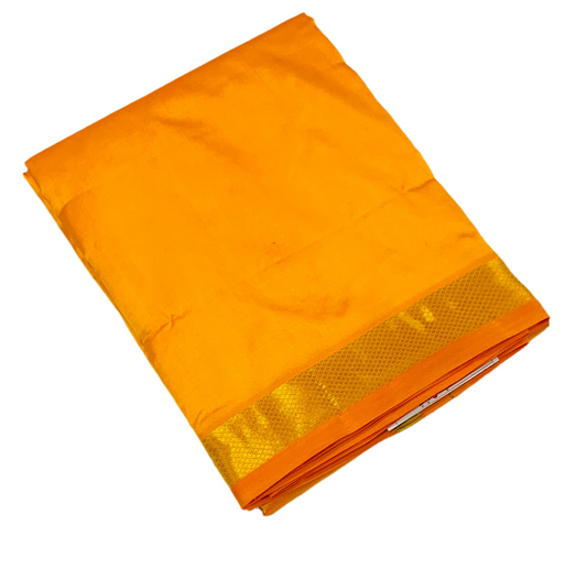 9X5 Pure Silk Dhoti Yellow Small Border