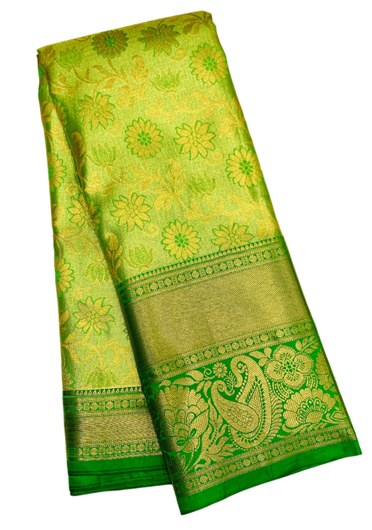 Light Green Colour Soft Kanchi Tissue Pattu Saree with Green Border