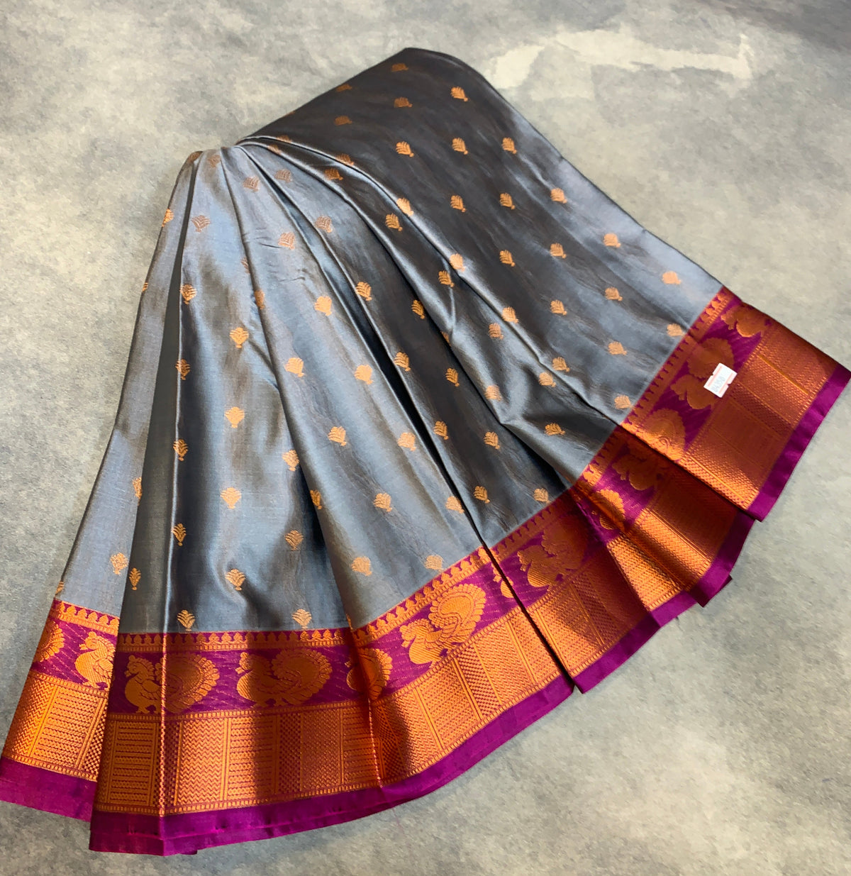 Soft Silk Casual Saree Gray with Magenta Colour Border