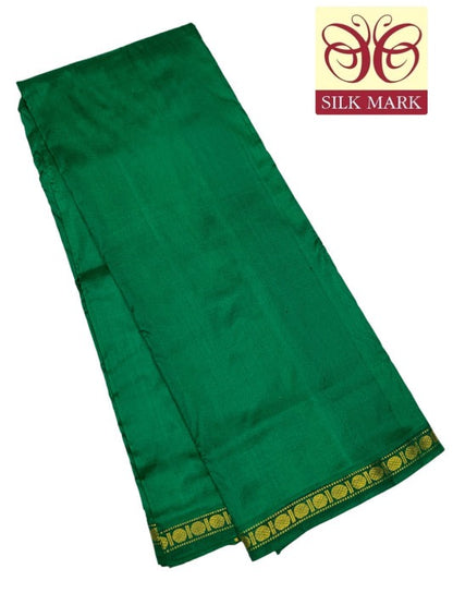 9X5 Pure Silk Dhoti Green Small Border