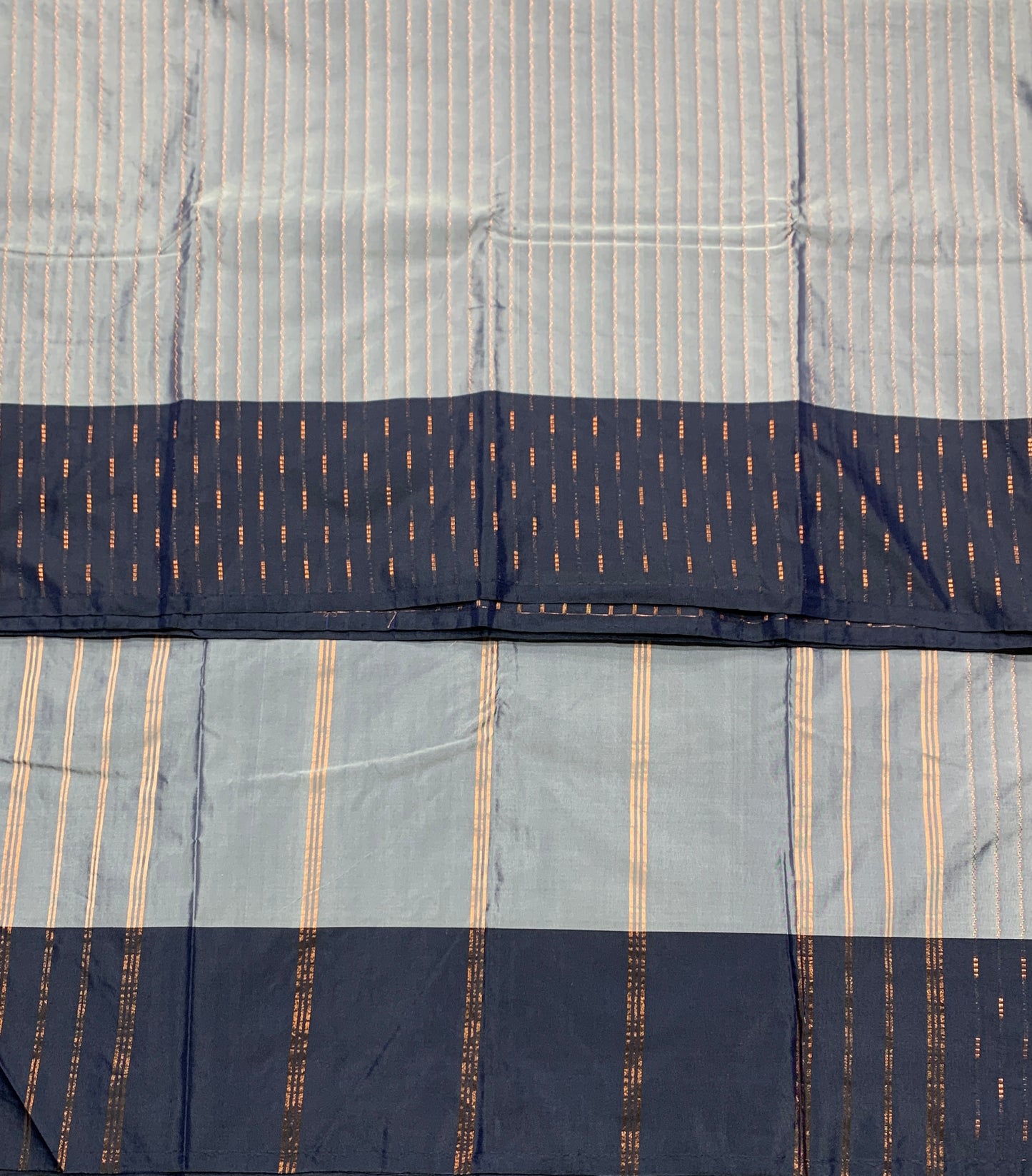 Arani Silk Saree Gray Colour with Navy Blue Border