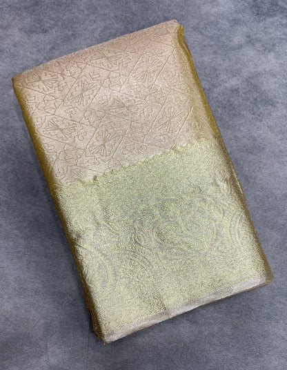 Fancy Tissue Saree Golden Colour with Self Colour Border